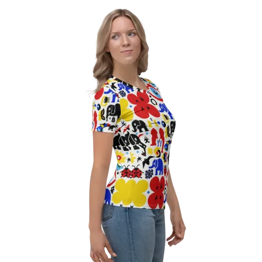 Primary Safari on a Women's Crew Neck T-Shirt