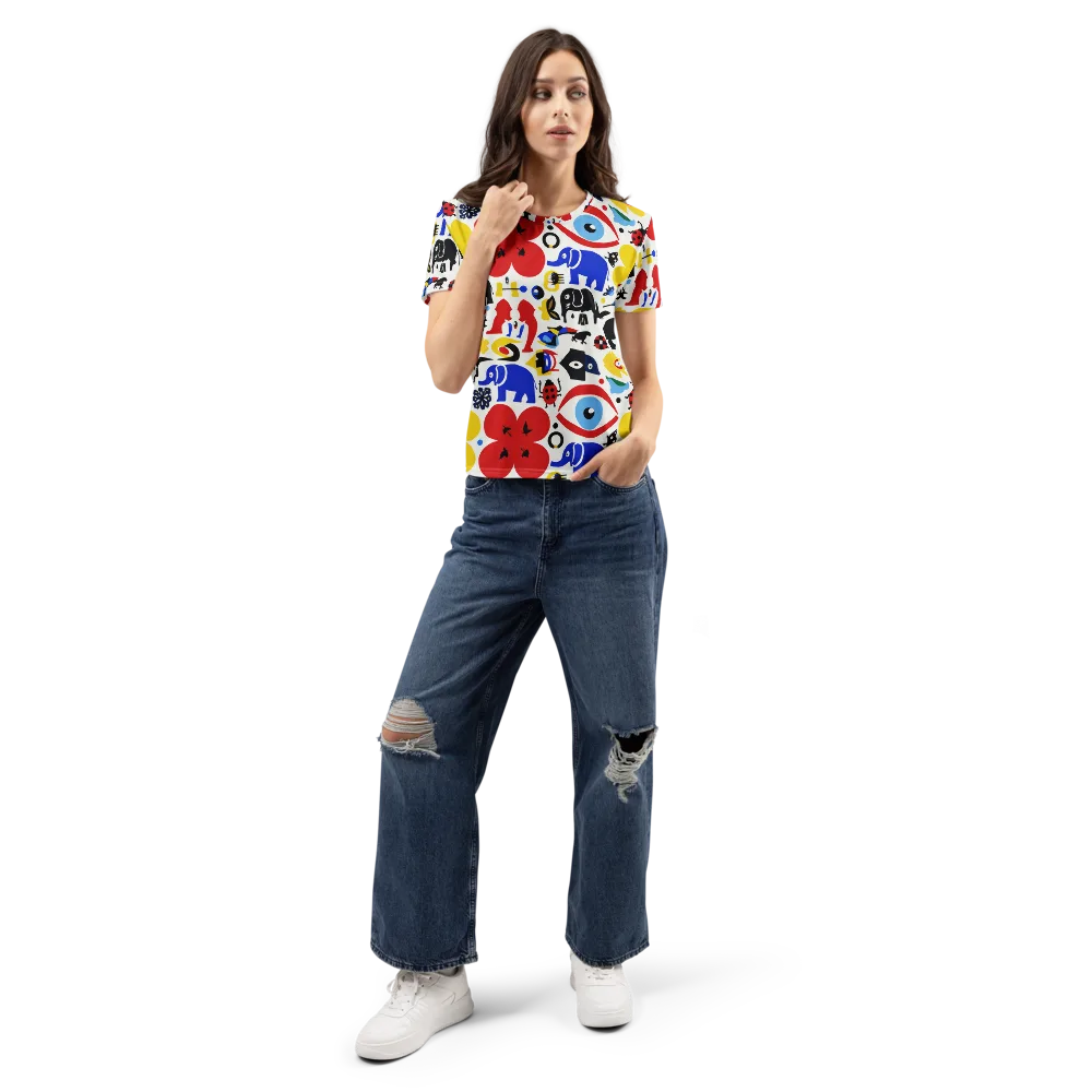 Primary Safari on Women's Crew Neck T-Shirt — Front