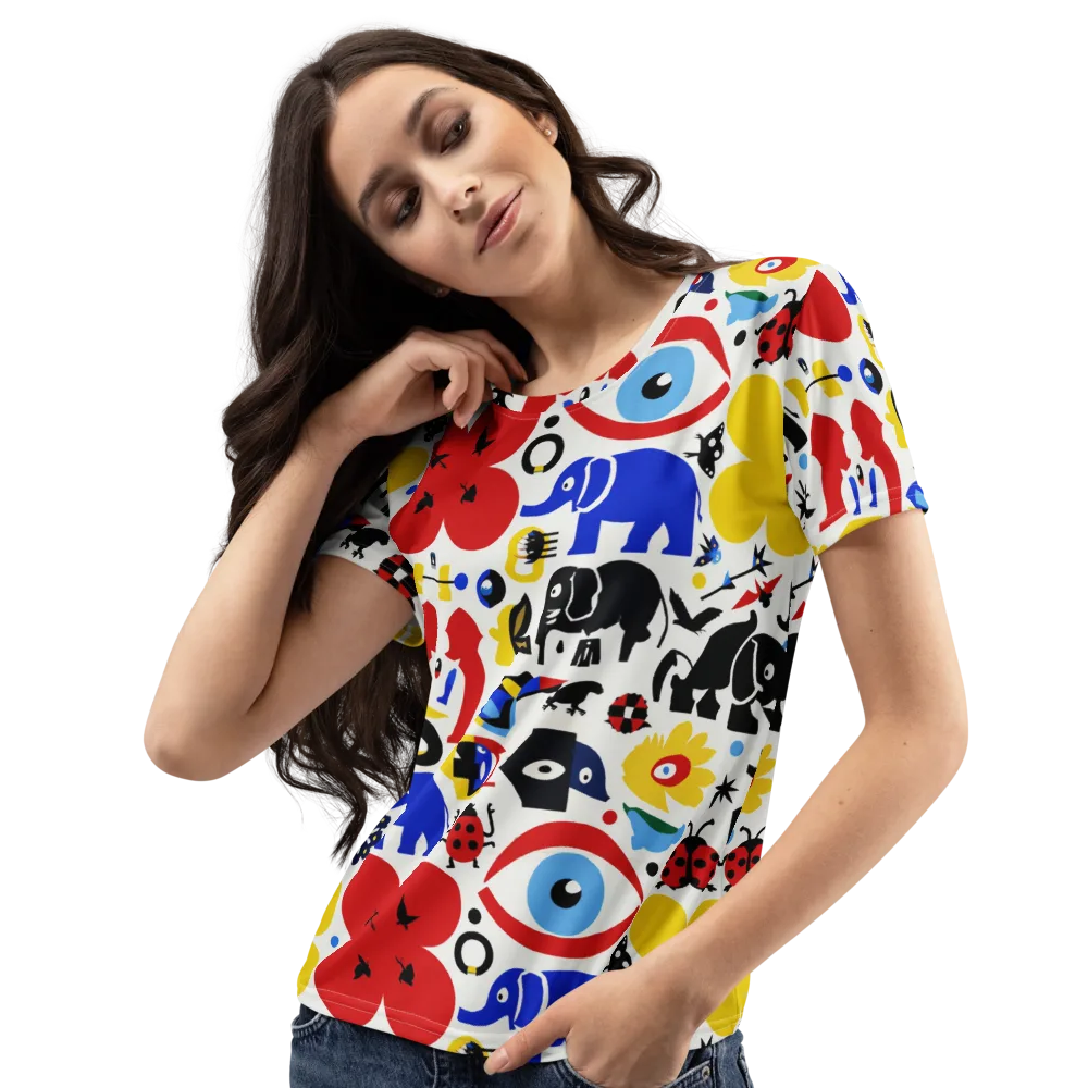 Primary Safari on Women's Crew Neck T-Shirt — Left Front