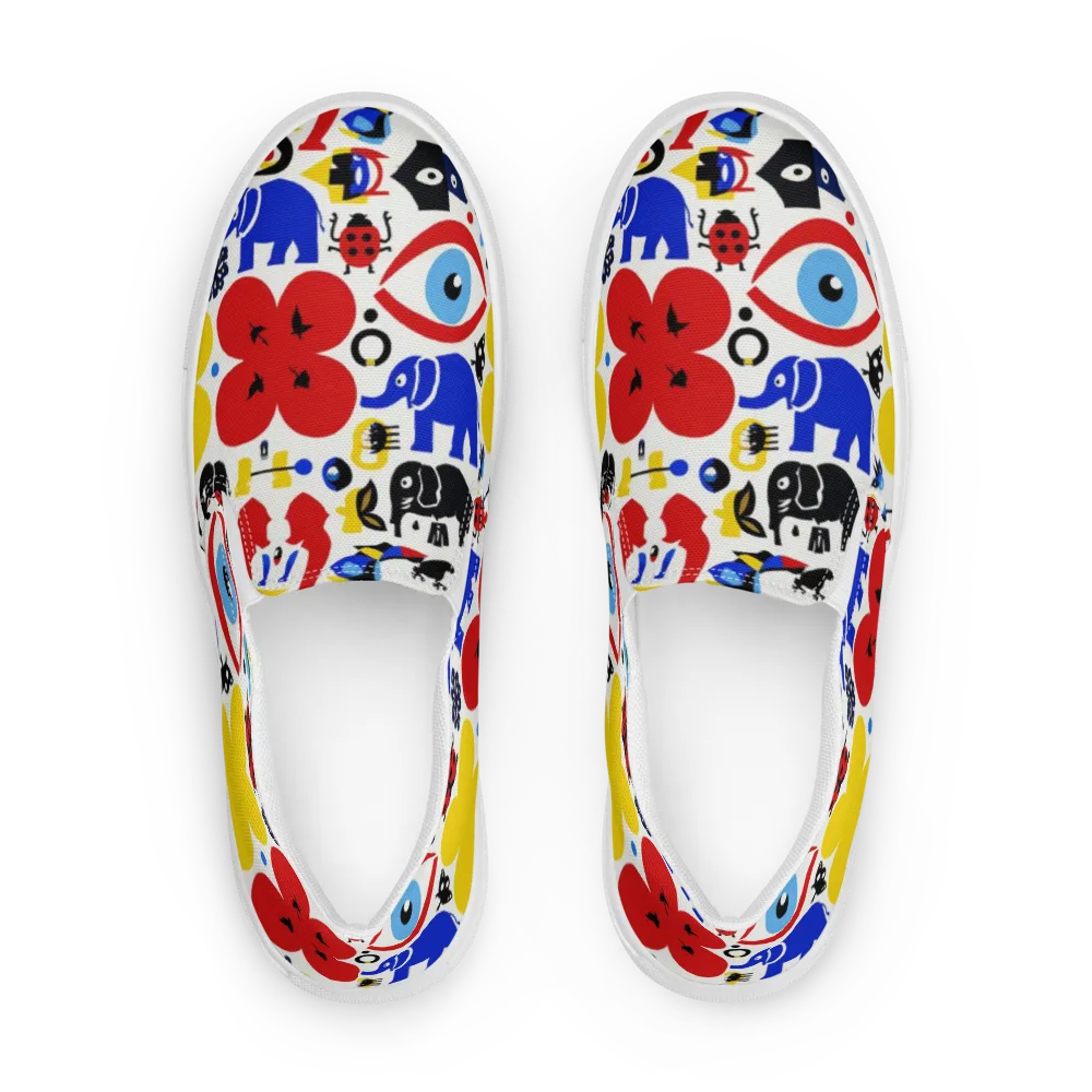 Primary Safari on Men's Slip-On Canvas Shoes — Front