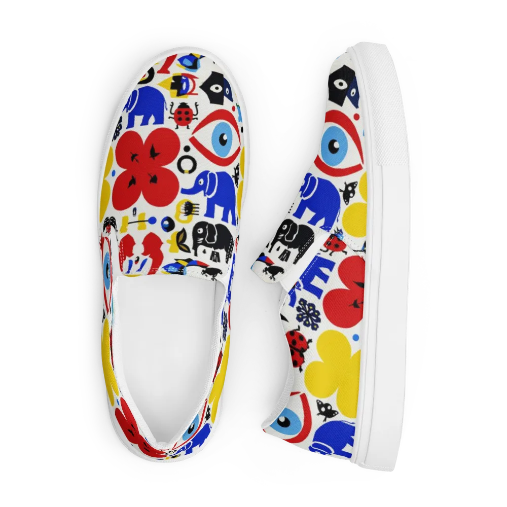 Primary Safari on Men's Slip-On Canvas Shoes — Front
