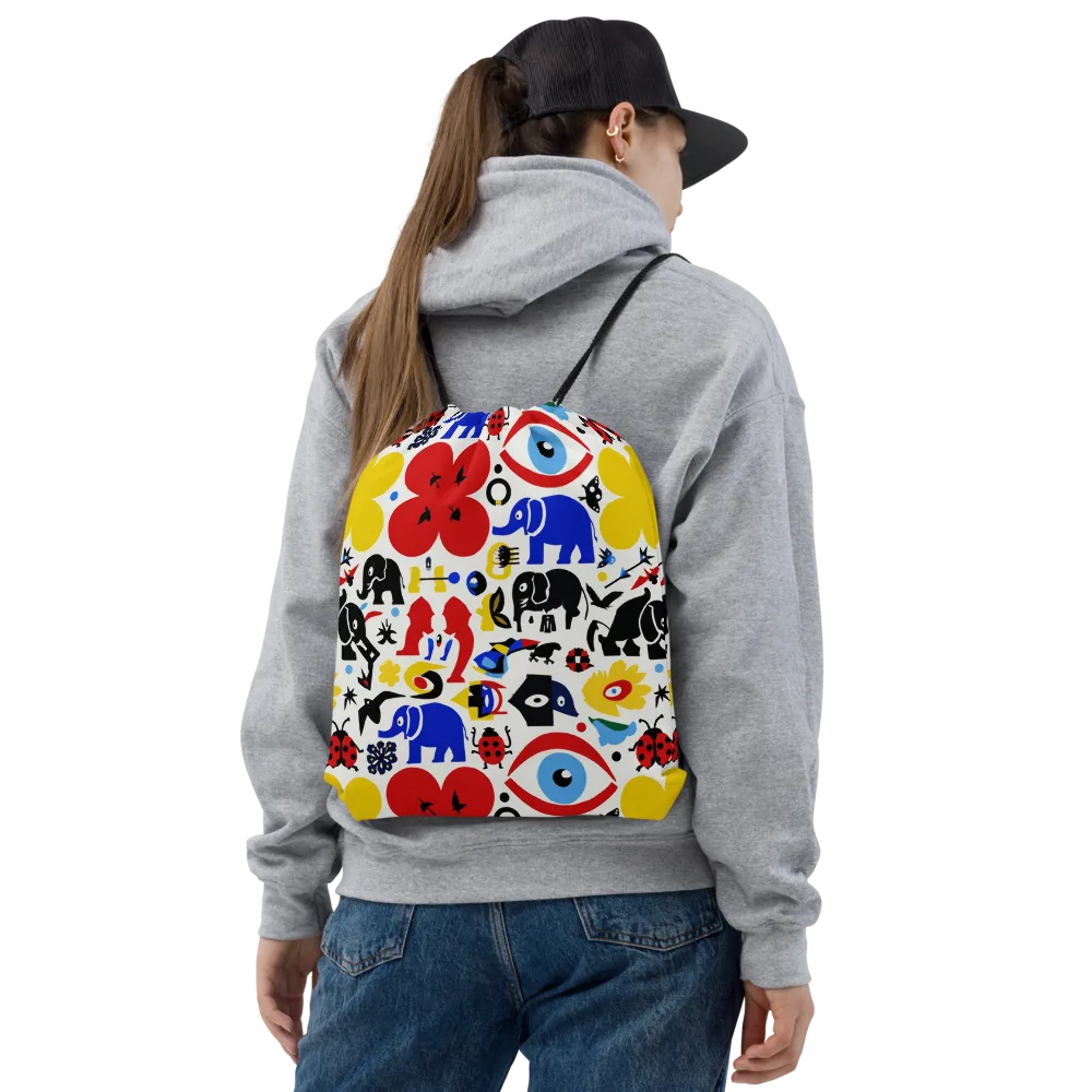 Primary Safari on Drawstring Bag — Front