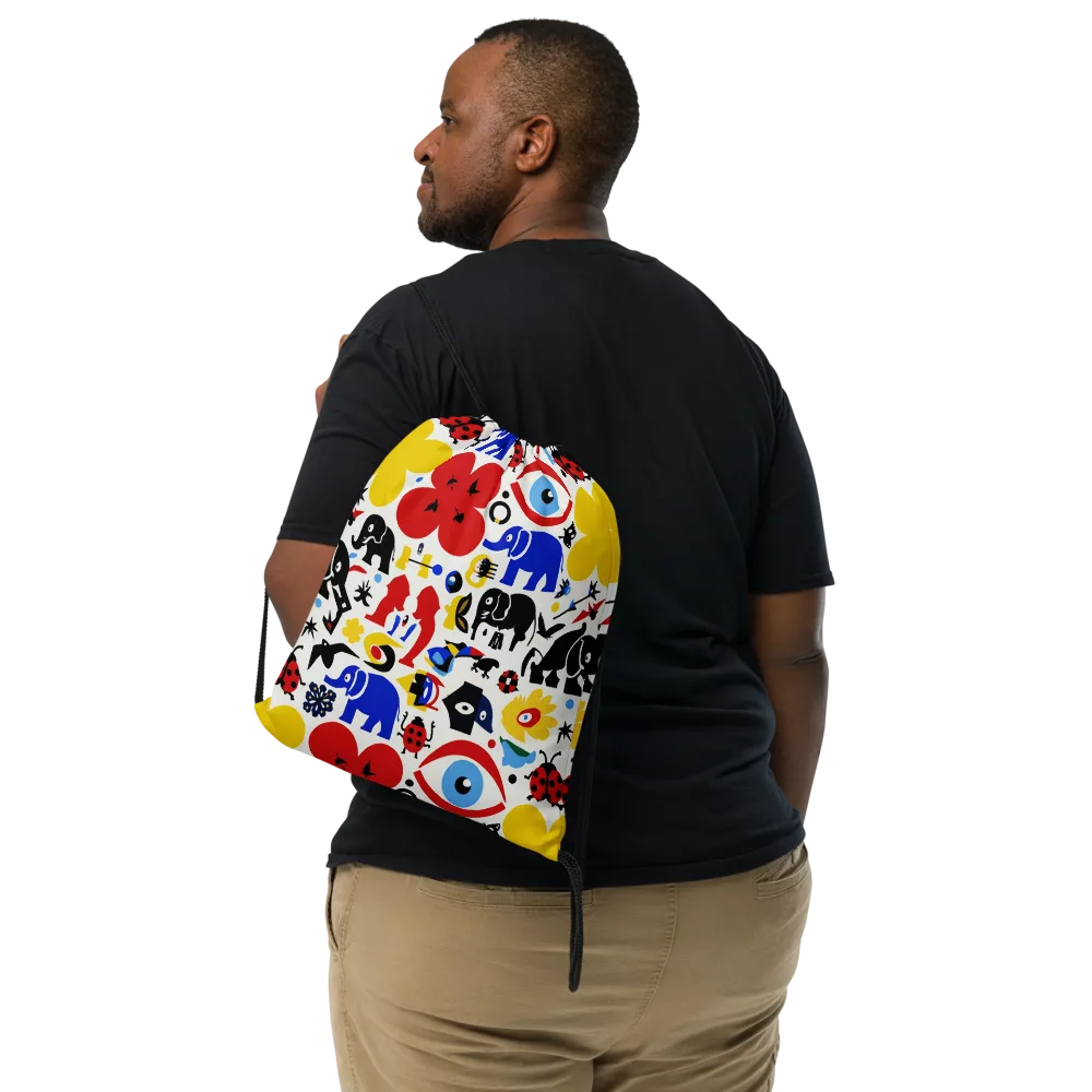 Primary Safari on Drawstring Bag — Front