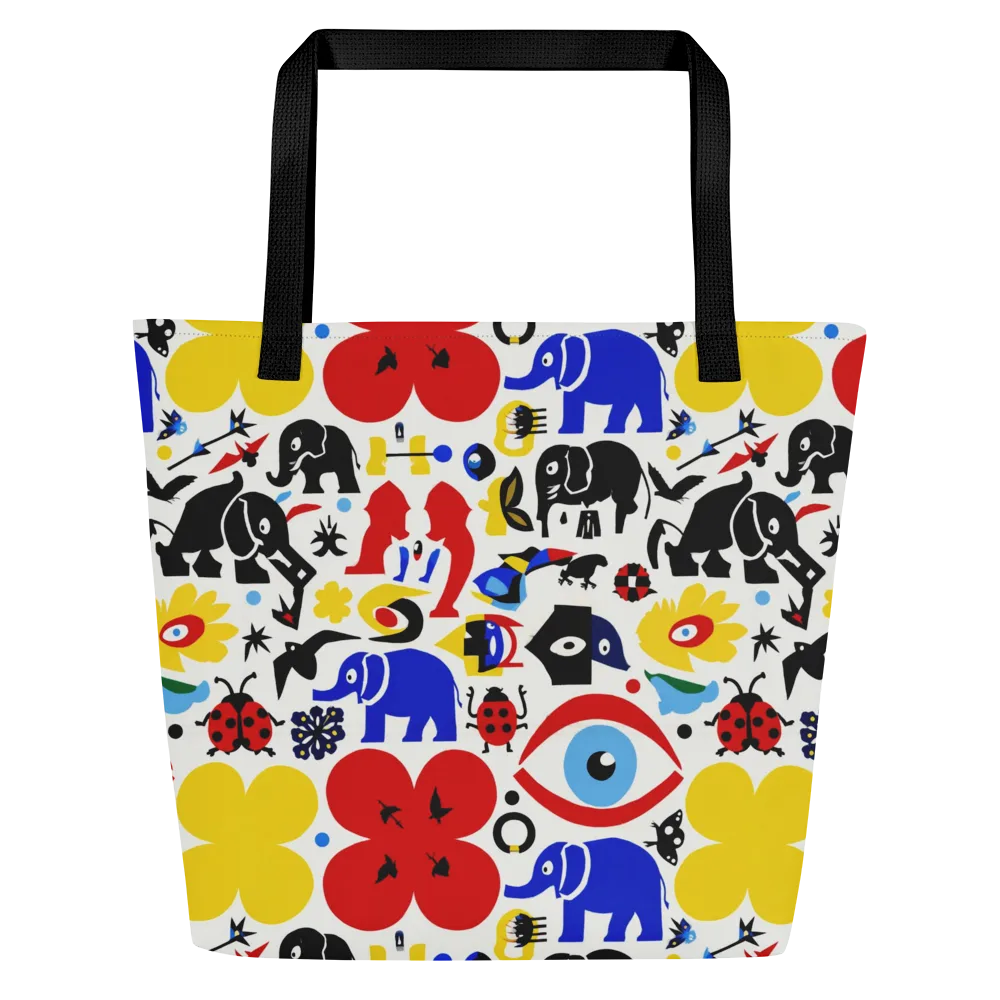 Primary Safari on Large Tote Bag W/ Pocket — Front