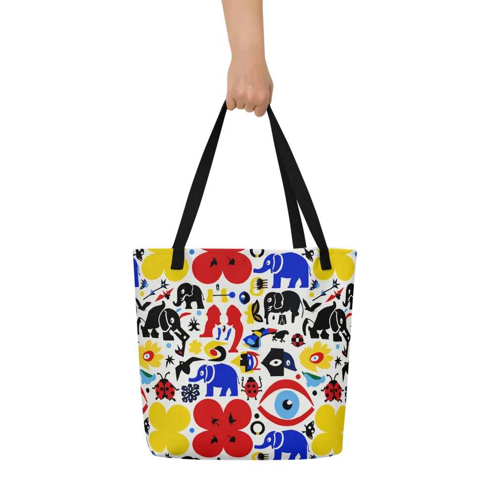 Primary Safari on Large Tote Bag W/ Pocket — Front