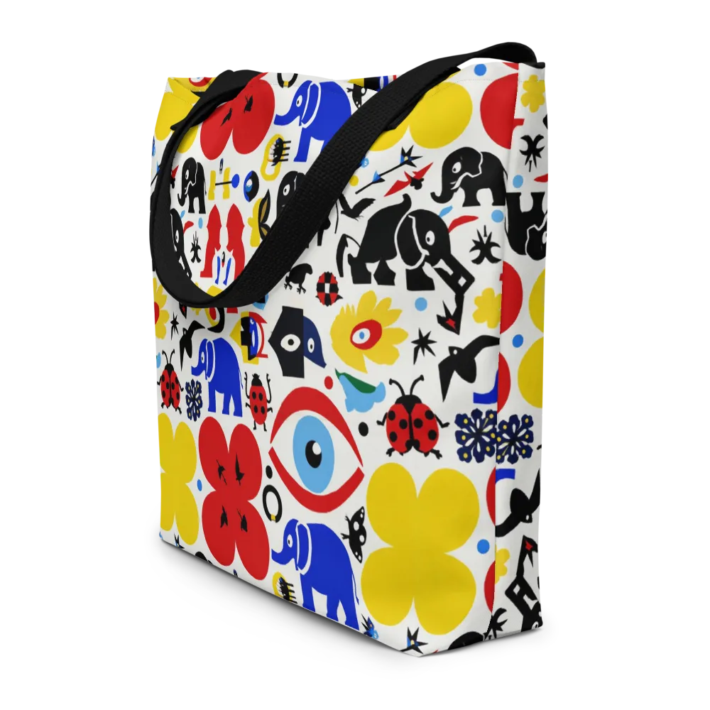 Primary Safari on Large Tote Bag W/ Pocket — Front