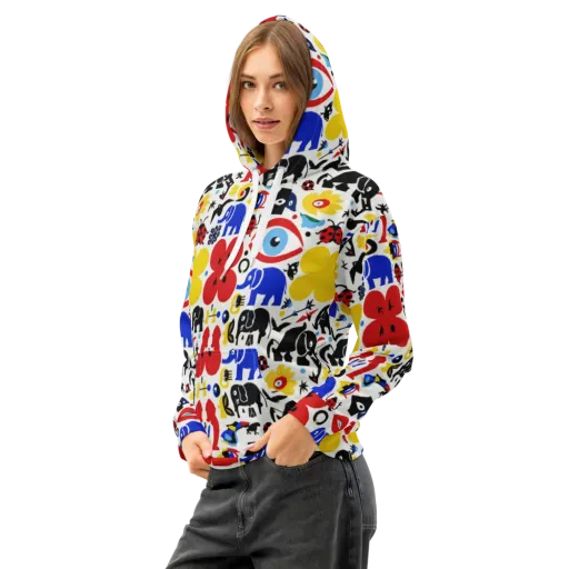 Primary Safari on a Cotton Hoodie