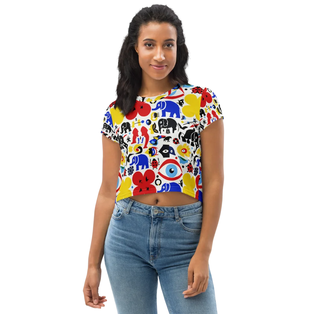 Primary Safari on Crop Tee — Front