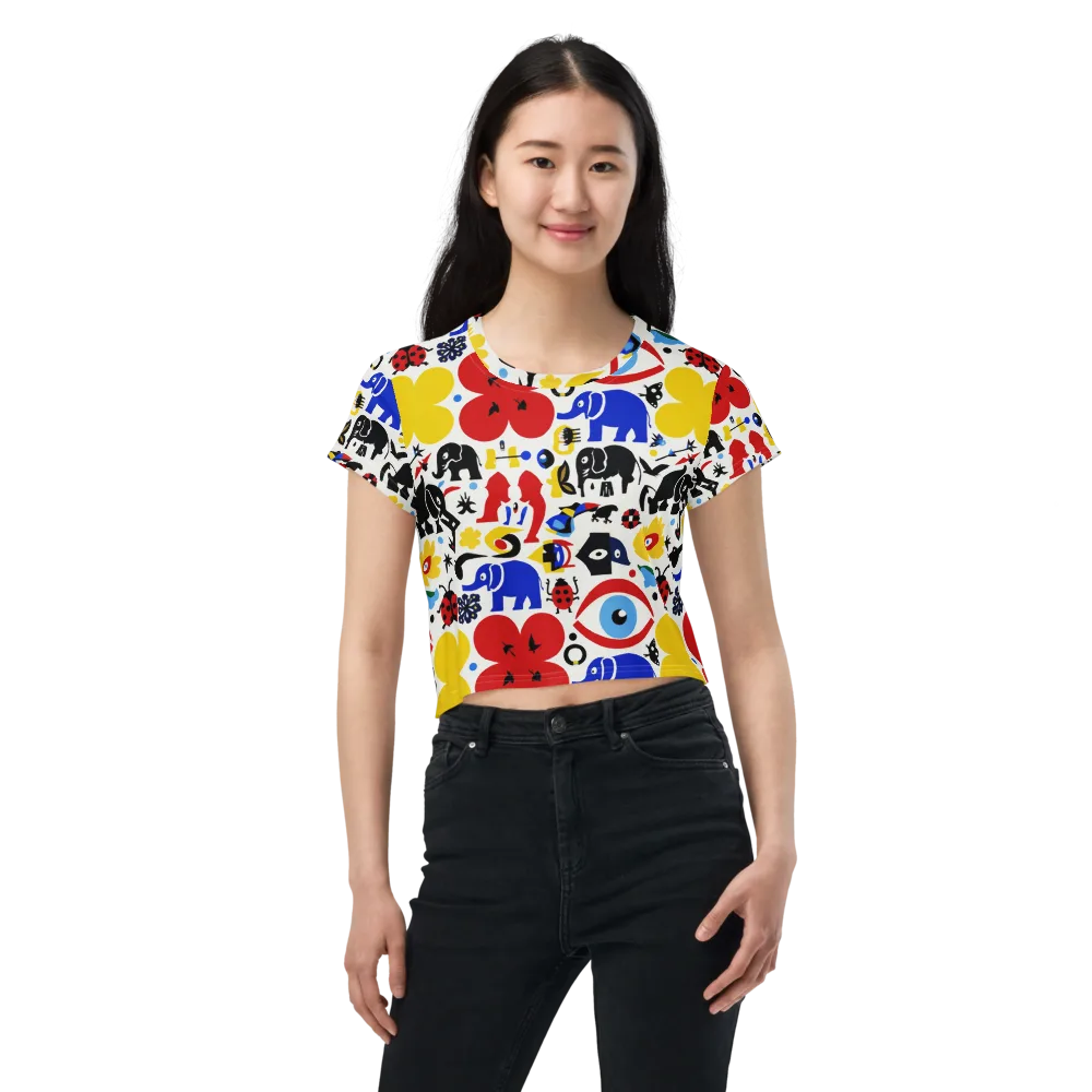 Primary Safari on Crop Tee — Front