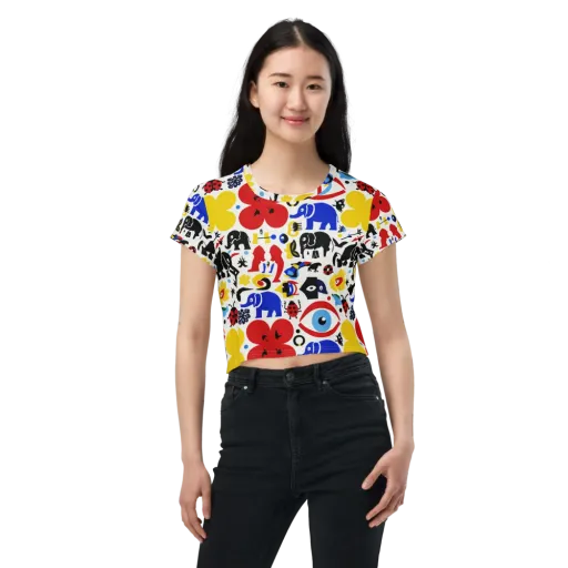 Primary Safari on a Crop Tee