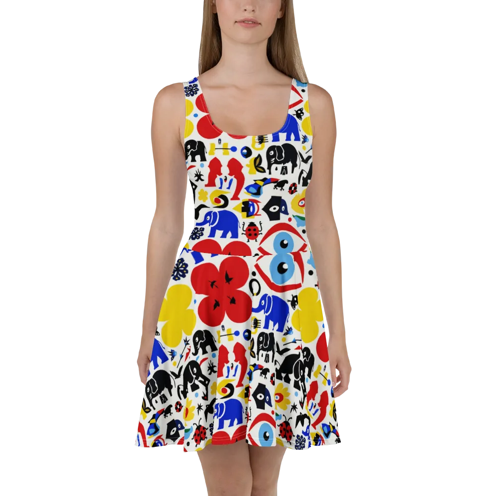 Primary Safari on Skater Dress — Front