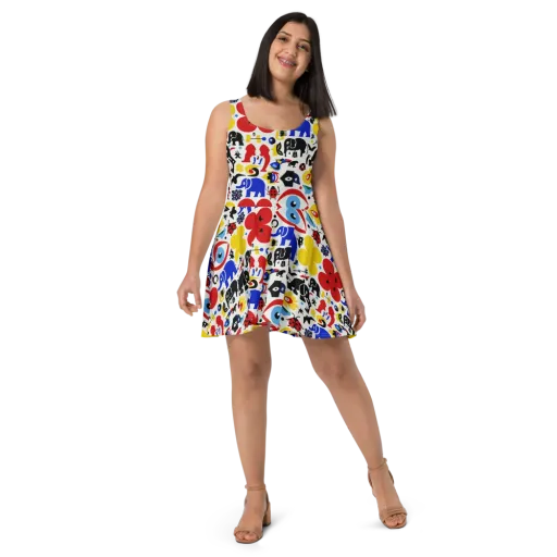 Primary Safari on a Skater Dress