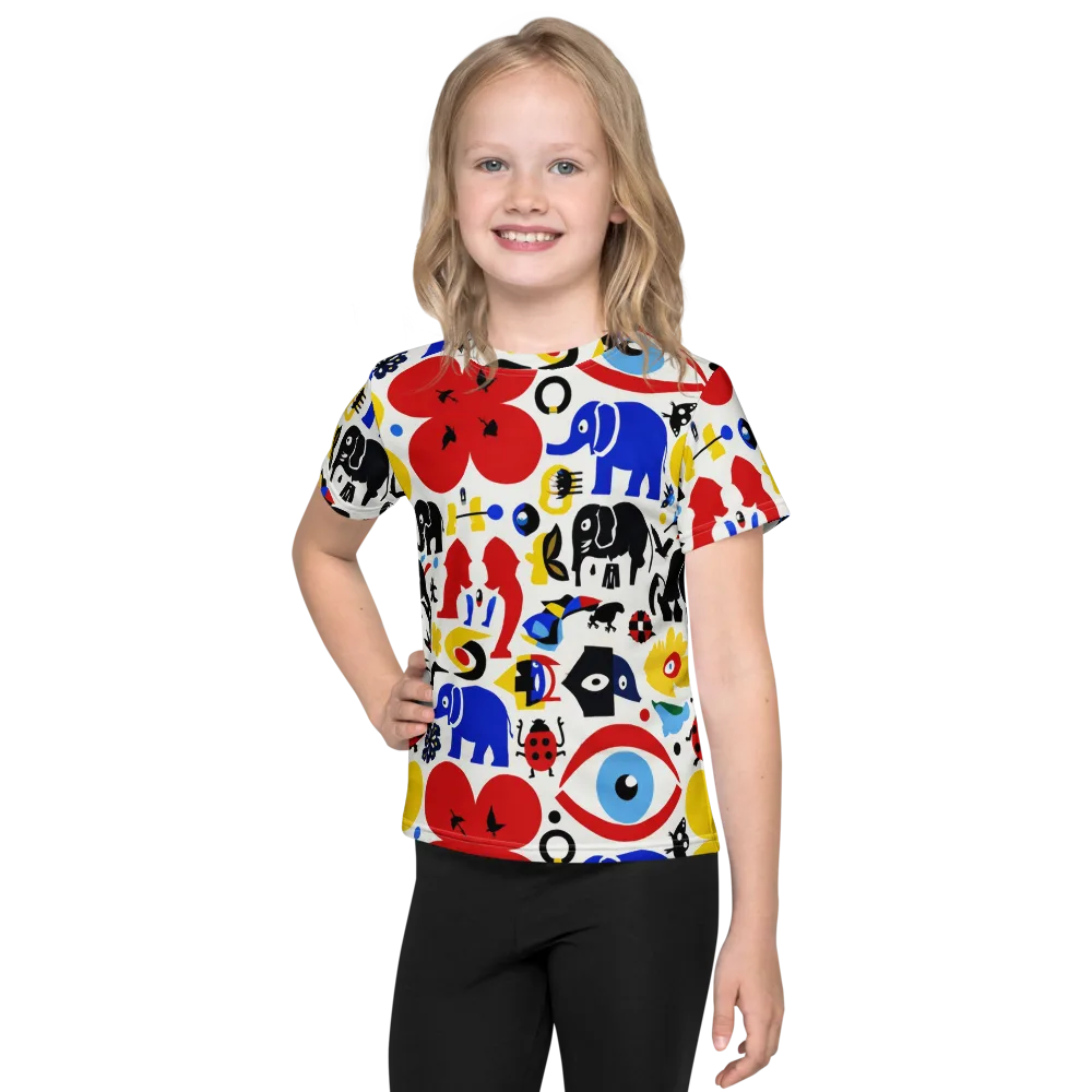 Primary Safari on Kids Crew Neck T-Shirt — Front