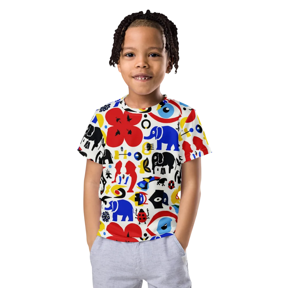Primary Safari on Kids Crew Neck T-Shirt — Front