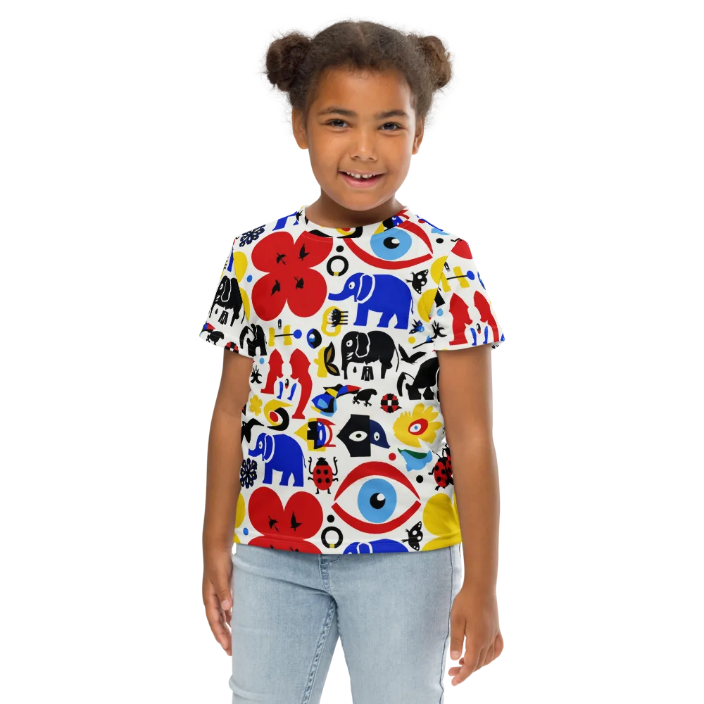 Primary Safari on Kids Crew Neck T-Shirt — Front