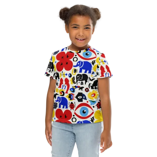 Primary Safari on a Kids Crew Neck T-Shirt