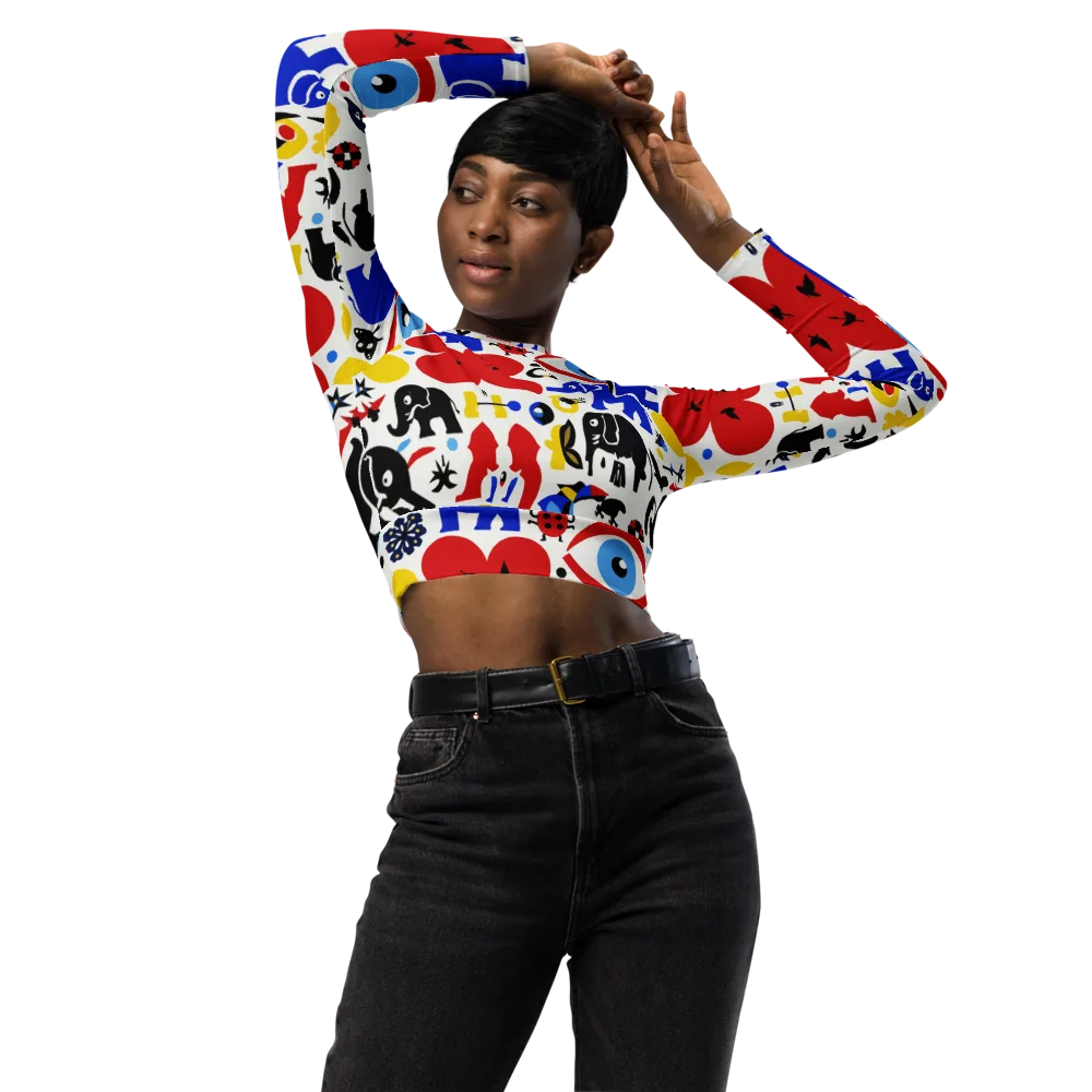 Primary Safari on Long Sleeve Crop Top — Front