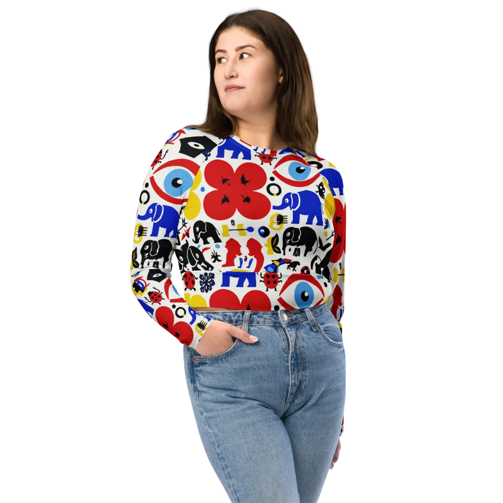 Primary Safari on Long Sleeve Crop Top — Front