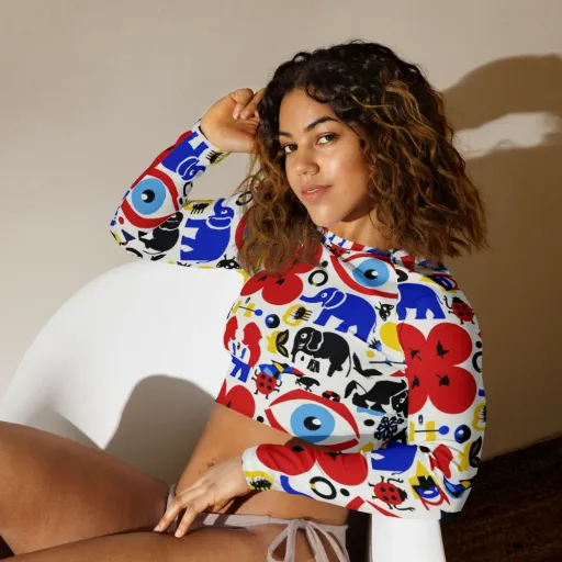 Primary Safari on a Long Sleeve Crop Top