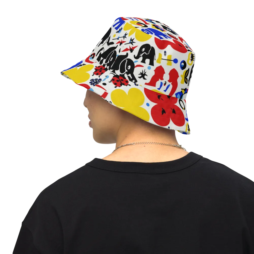 Primary Safari on Reversible Bucket Hat — Back Inside