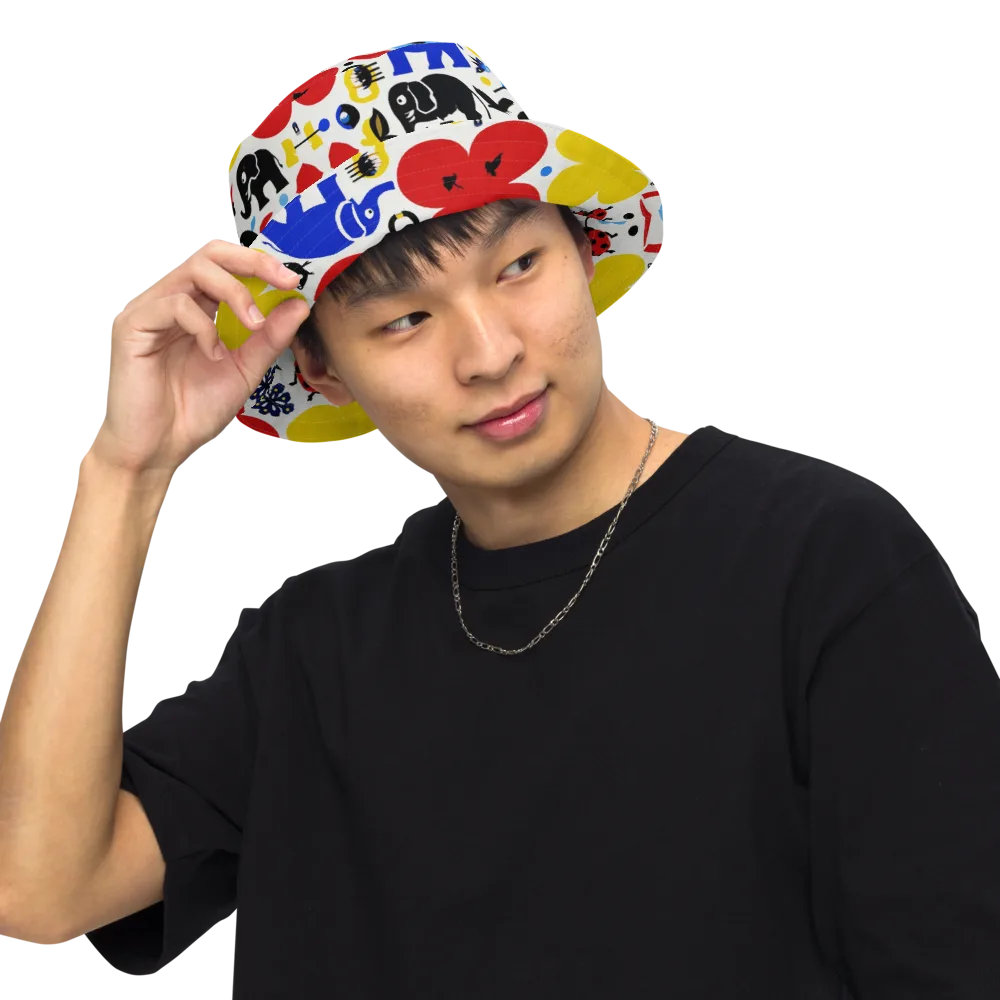 Primary Safari on Reversible Bucket Hat — Front Inside