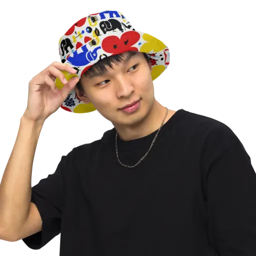 Primary Safari on a Reversible Bucket Hat