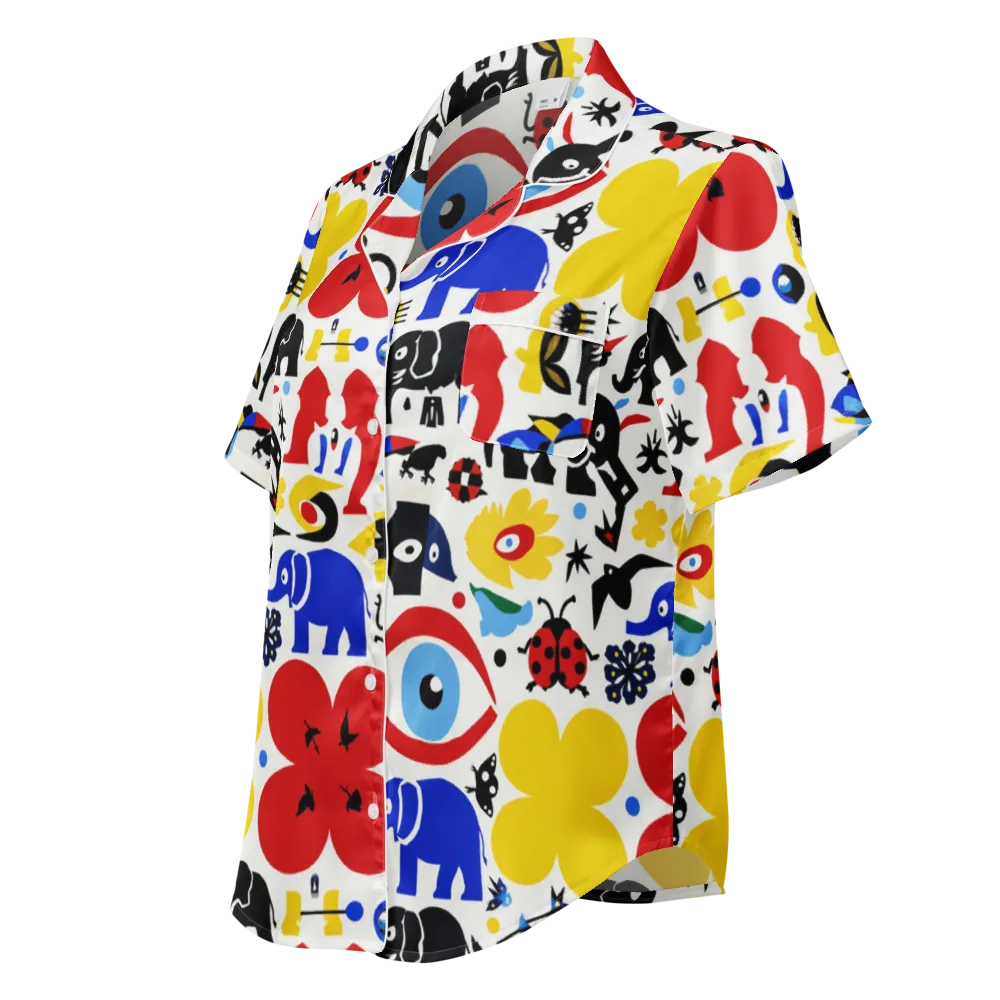 Primary Safari on Women's Short Sleeve Pajama Top — Left Front