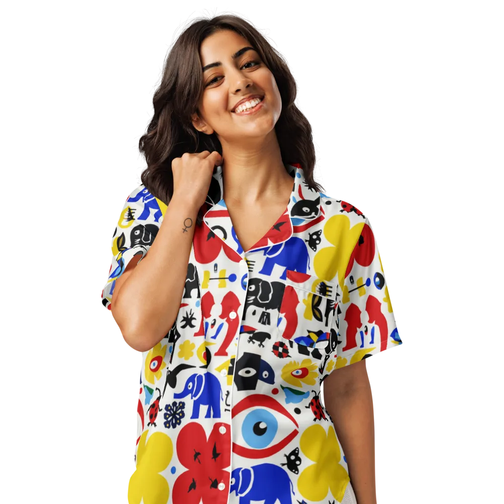 Primary Safari on Women's Short Sleeve Pajama Top — Front