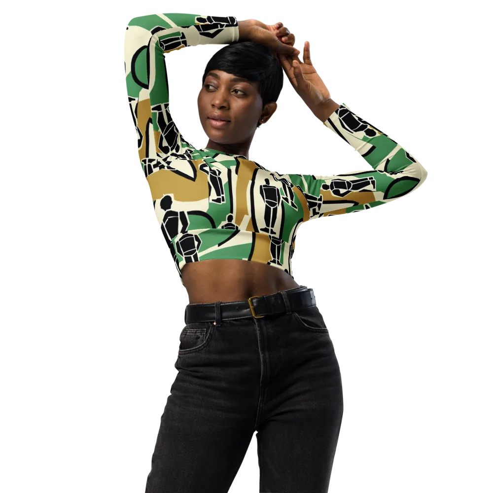 Mannequin Mambo on Long Sleeve Crop Top — Front