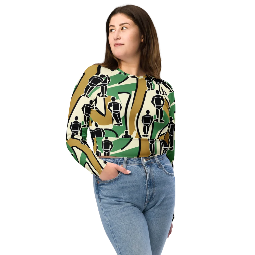 Mannequin Mambo on Long Sleeve Crop Top — Front