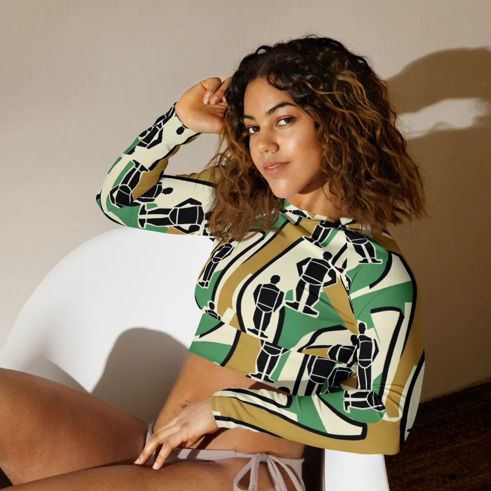 Mannequin Mambo on Long Sleeve Crop Top — Left Front
