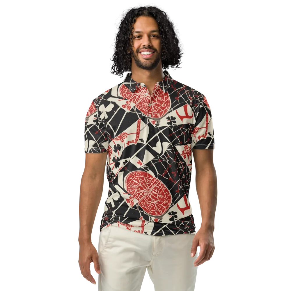 Red Queen's Shuffle on Men's Slim Fit Polo Shirt — Front
