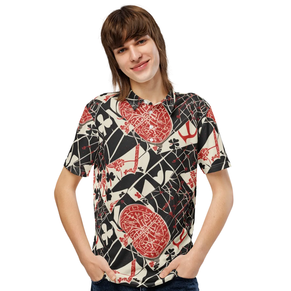 Red Queen's Shuffle on Men's Slim Fit Polo Shirt — Front