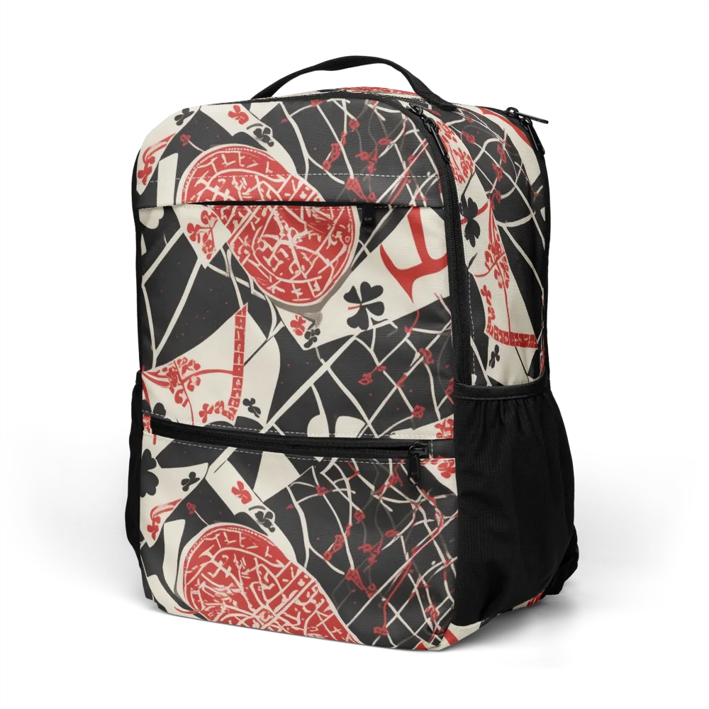 Red Queen's Shuffle on Utility Backpack — Left Front