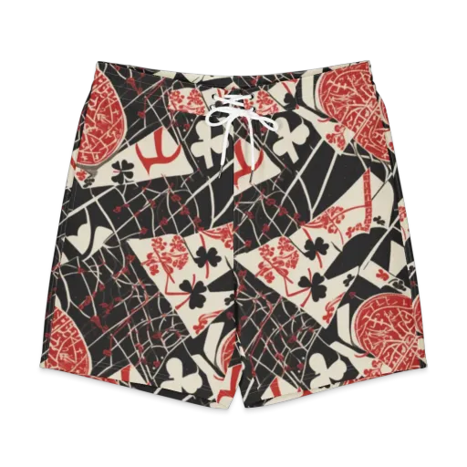 Red Queen's Shuffle on a Men's Board Shorts