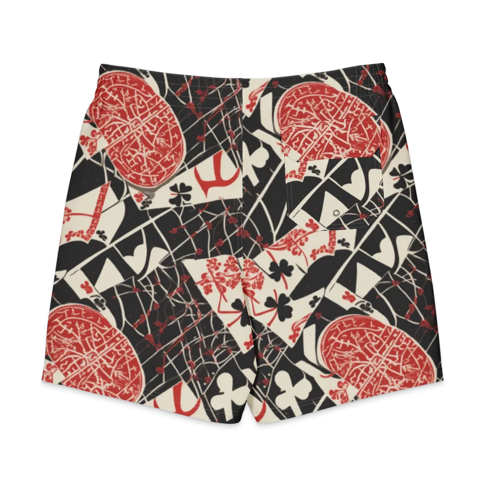 Red Queen's Shuffle on Men's Board Shorts — Back
