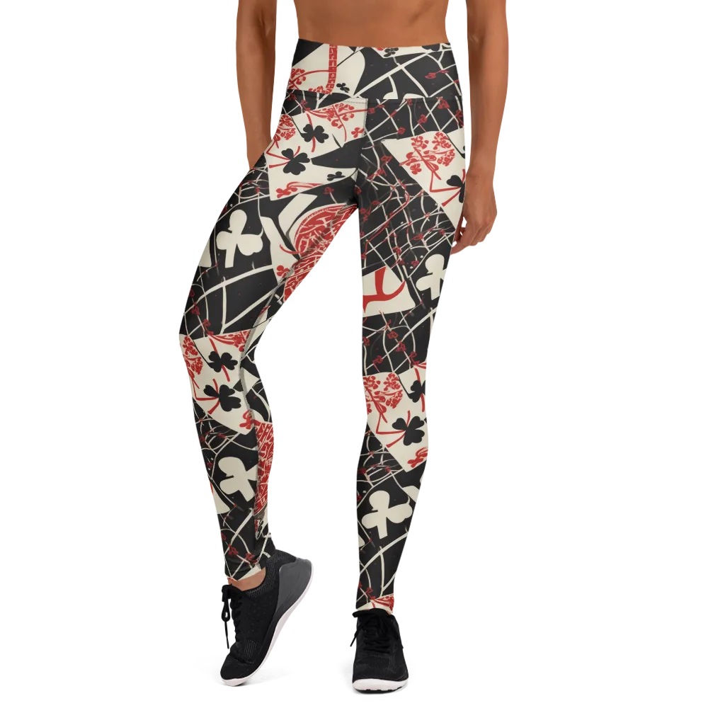 Red Queen's Shuffle on Yoga Leggings — Front