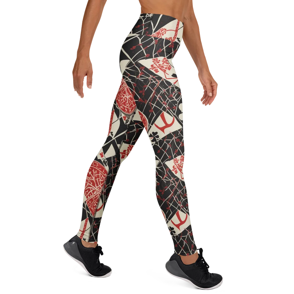Red Queen's Shuffle on Yoga Leggings — Right