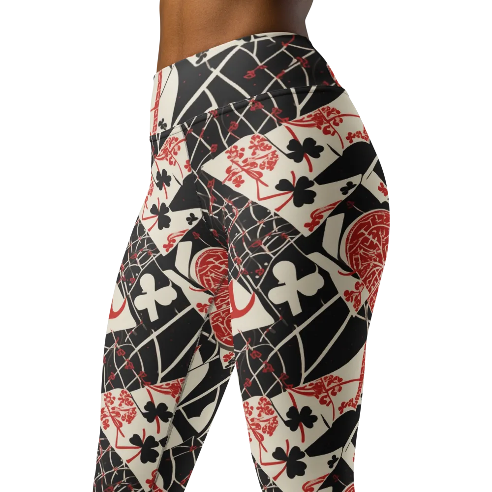 Red Queen's Shuffle on Yoga Leggings — Left Front