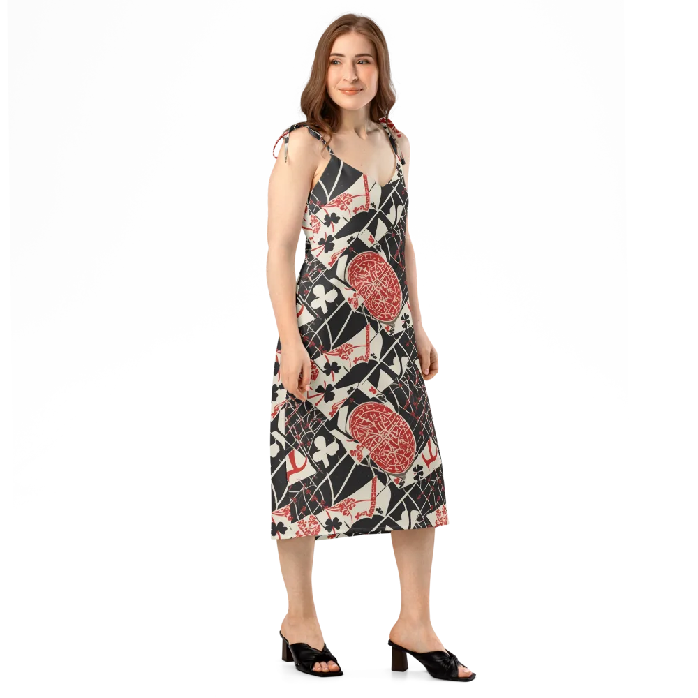 Red Queen's Shuffle on Slip Dress — Right Front