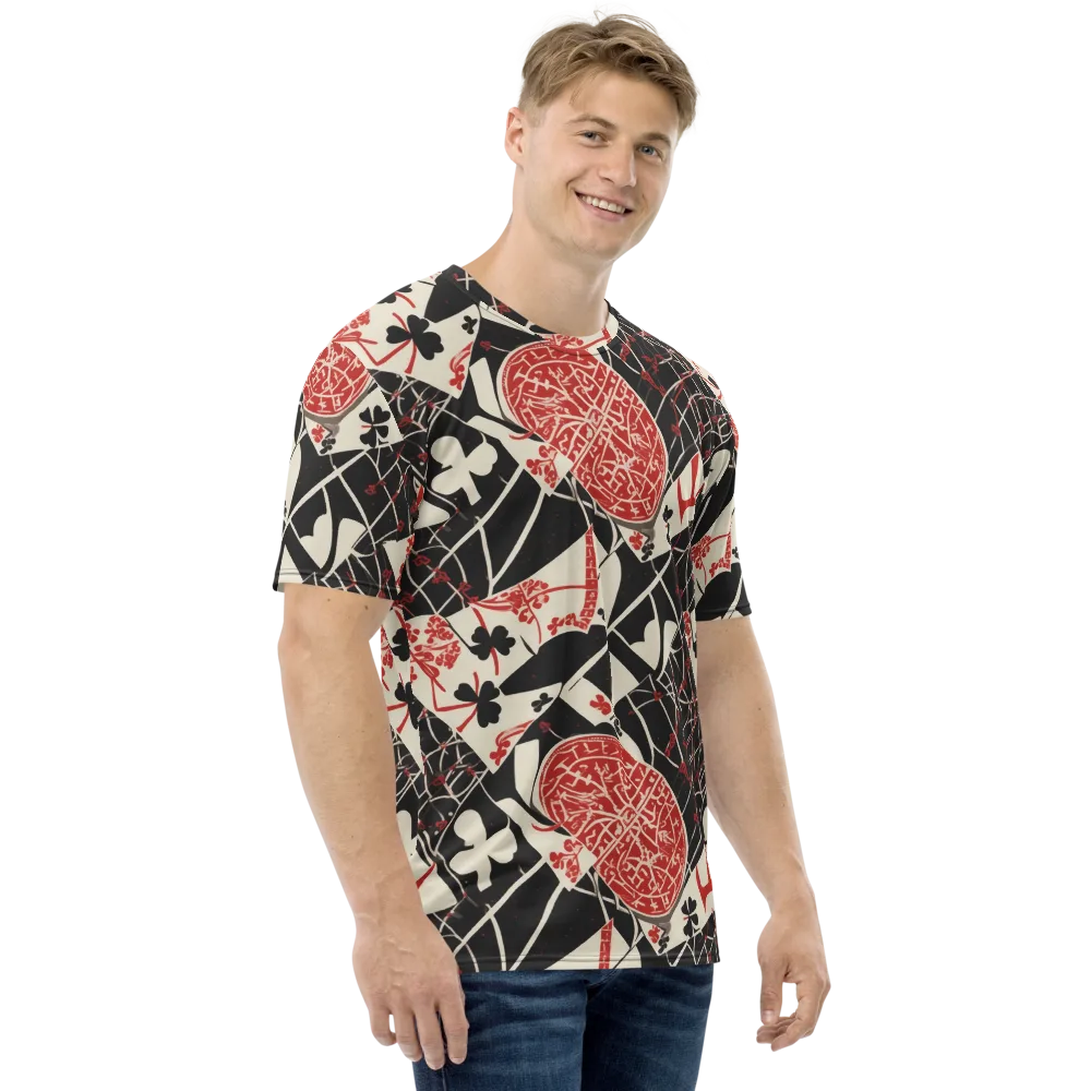 Red Queen's Shuffle on Men's Crew Neck T-Shirt — Right