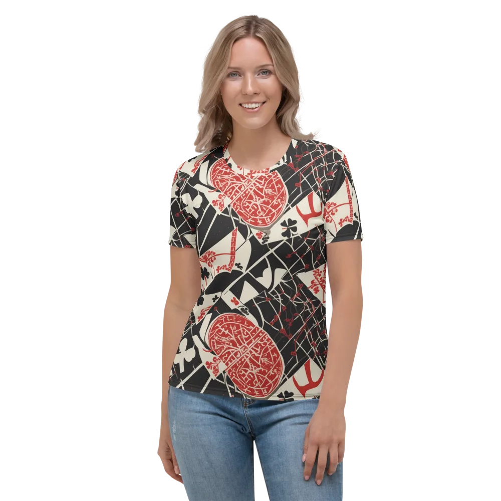 Red Queen's Shuffle on Women's Crew Neck T-Shirt — Front