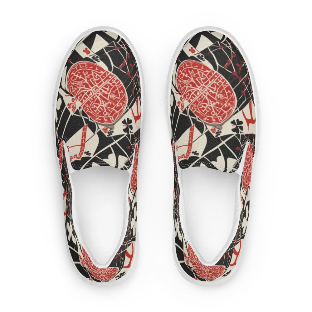 Red Queen's Shuffle on Men's Slip-On Canvas Shoes — Front