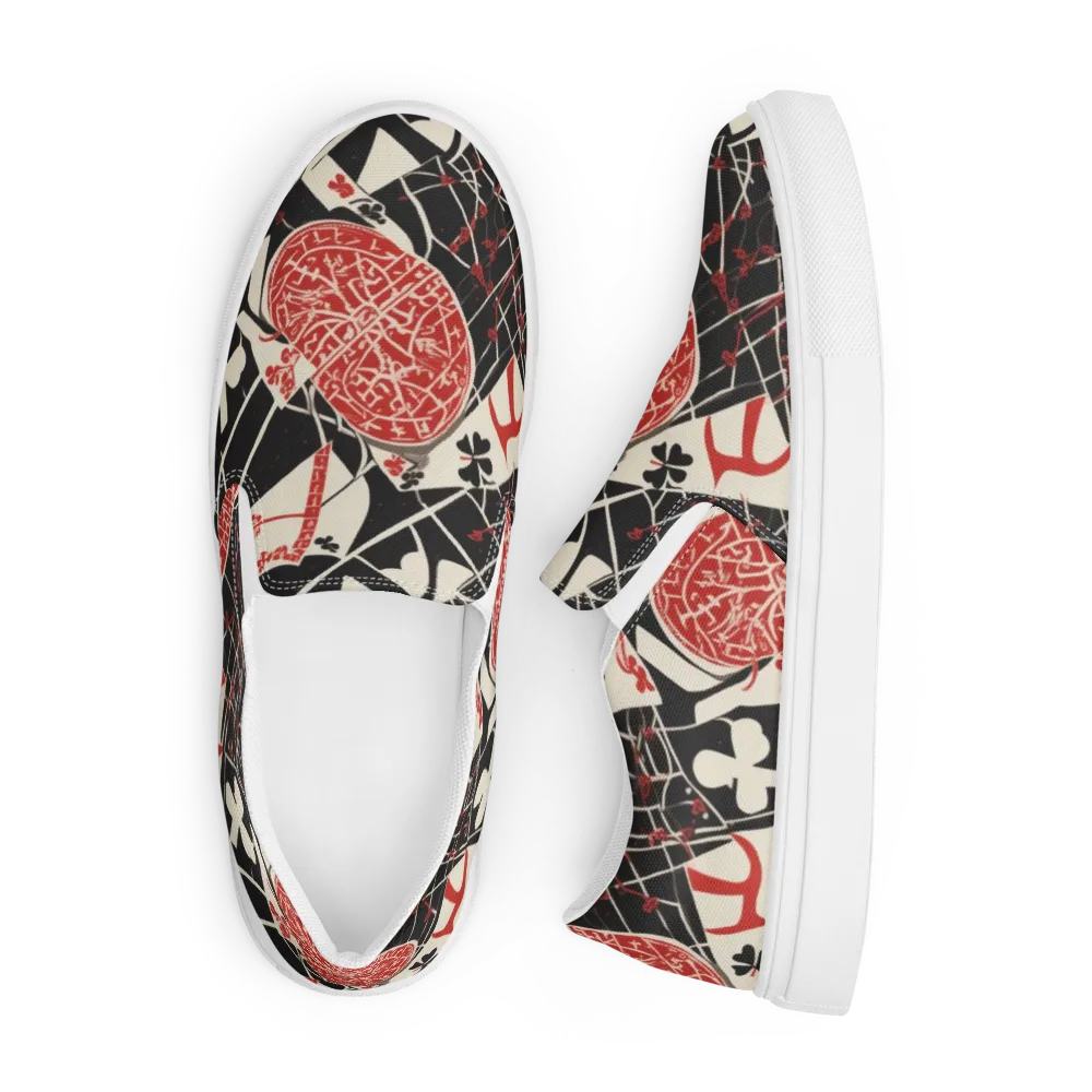 Red Queen's Shuffle on Men's Slip-On Canvas Shoes — Front