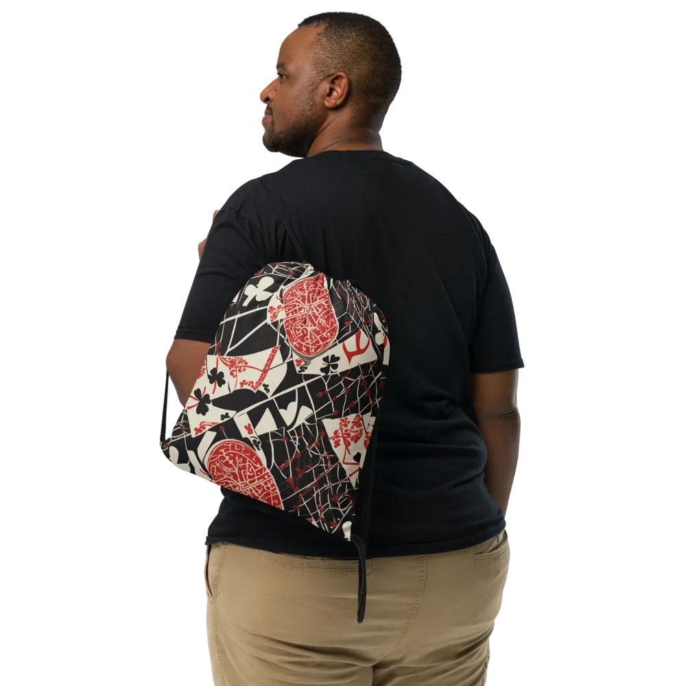 Red Queen's Shuffle on Drawstring Bag — Front