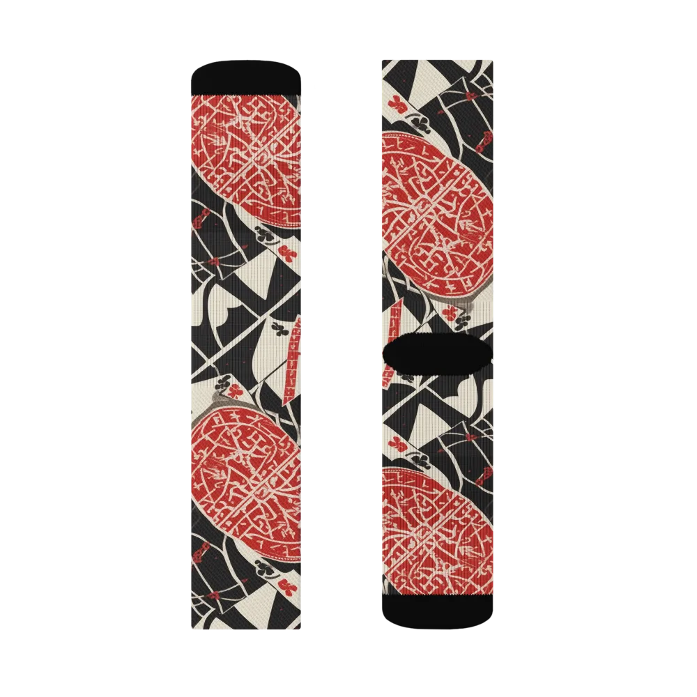 Red Queen's Shuffle on Socks — Right Sock