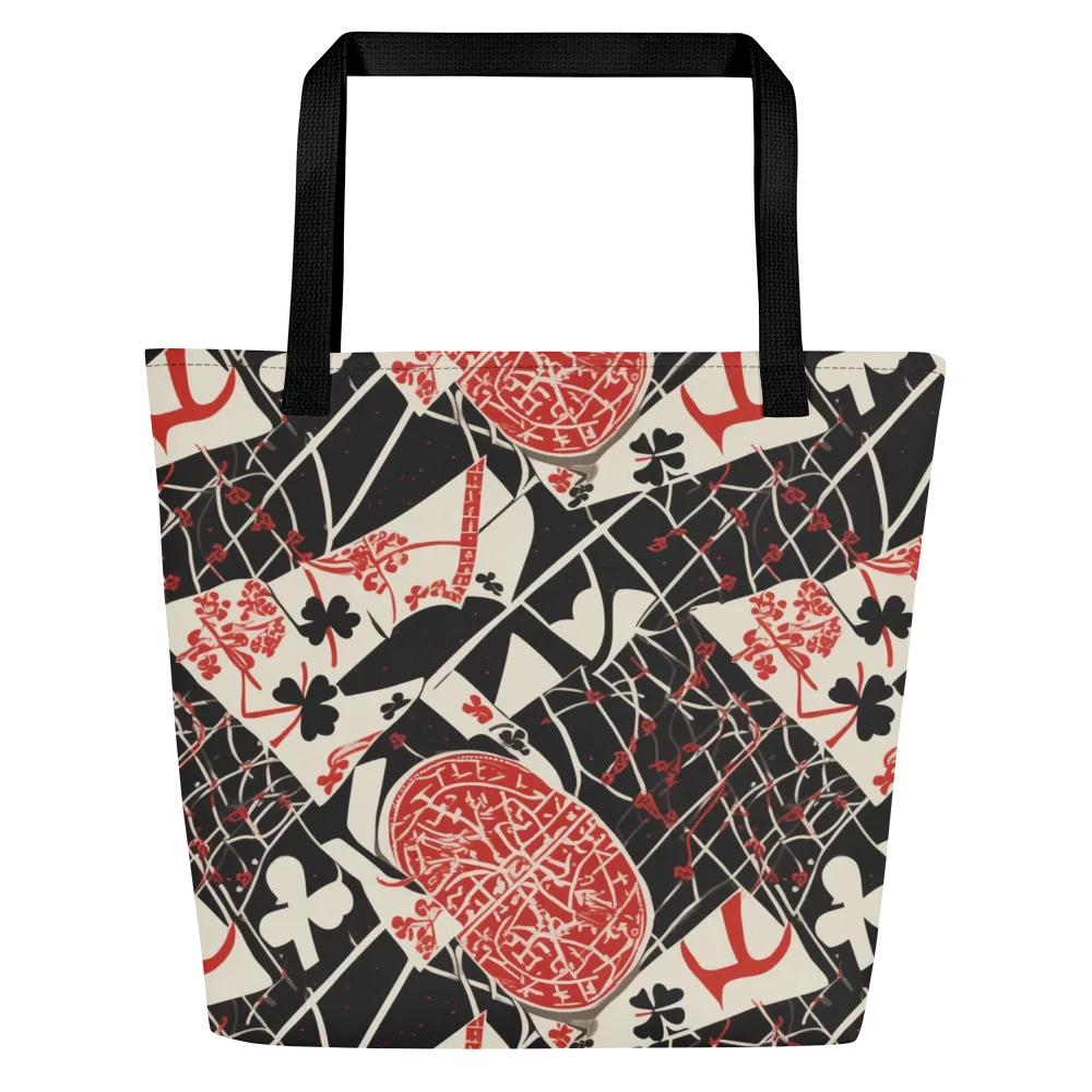 Red Queen's Shuffle on Large Tote Bag W/ Pocket — Front