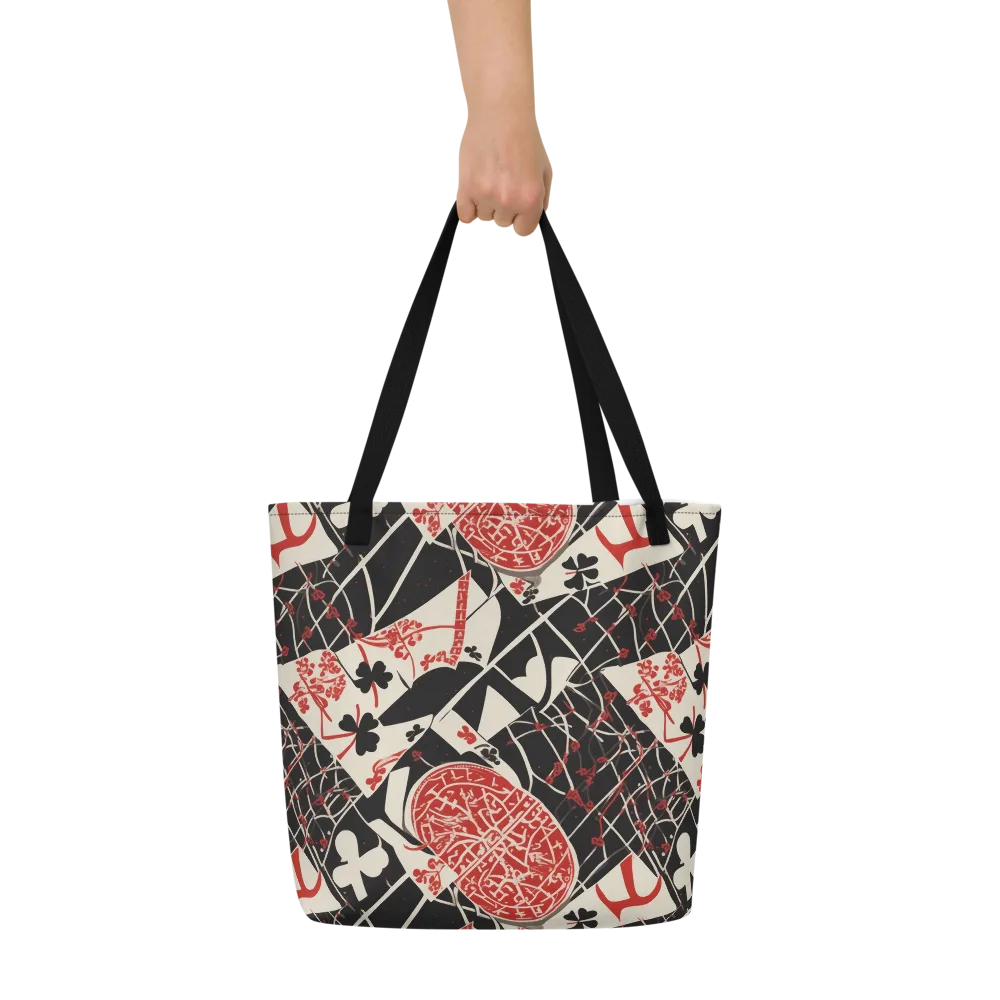 Red Queen's Shuffle on Large Tote Bag W/ Pocket — Front