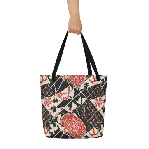 Red Queen's Shuffle on a Large Tote Bag W/ Pocket
