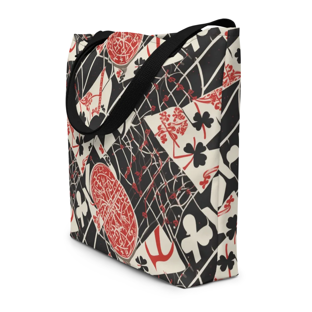 Red Queen's Shuffle on Large Tote Bag W/ Pocket — Front